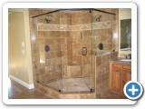 Pivot Mount Heavy Glass Shower Door w/ inline panel & knotched panel