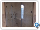 Heavy Glass Shower Door w/ knotched inline panel & return panel