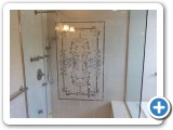 Pivot Mount Heavy Glass Shower Door w/ knotched inline panel & return panel