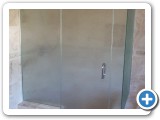 Pivot Mount Heavy Glass Shower Door w/ inline panels, return panel & euro header