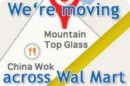 image of a map showing Mountain Top Glass's new location across from Wal Mart in Oakland Maryland